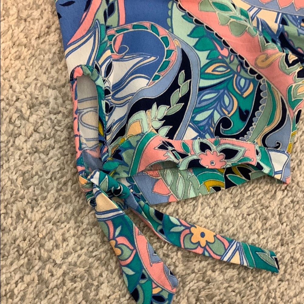 Seraphine Blue and Green Patterned Midi Dress - Picture 7 of 9